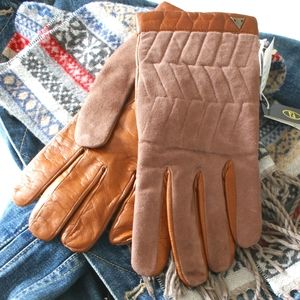 NWT Men's Brown Leather Gloves (Size S/M)